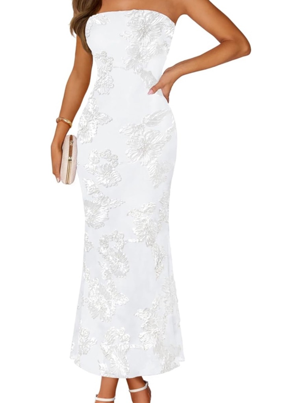 Bride Floral Strapless Dress
